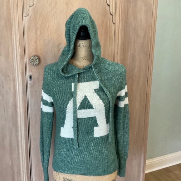 Abercrombie Green Logo Varsity Sweater hoodie Academia schoolgirl retro clueless - Picture 1 of 15